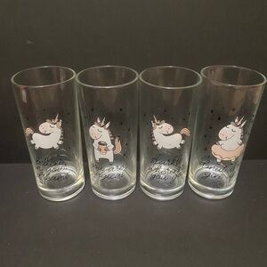 Unicorn Themed Set of 4 Glasses